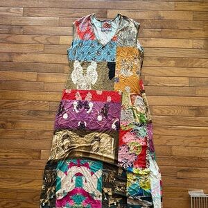 Johnny Was Colorful Patchwork Sleeveless Dress